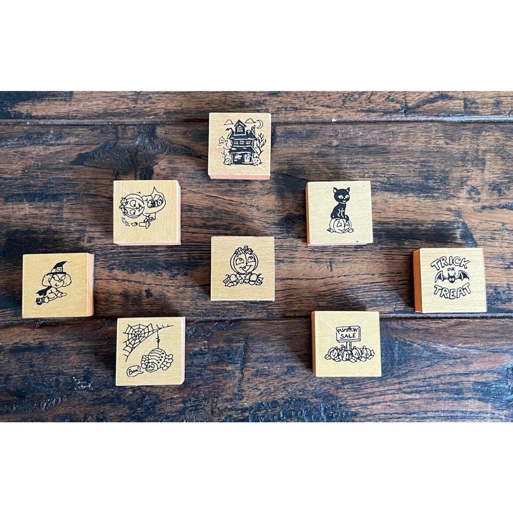 Lot of 8 Halloween Rubber Stamps Craft Scrapbooking Card Making